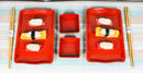 Red Black Melamine Wavy Sushi Plates Sauce Dishes And Chopsticks Set Serves 2