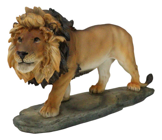 African Savanna Safari Wildlife Majestic Lion Prowling in Grasslands Figurine - Ebros Gift
