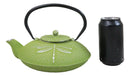 Green Dragonfly Traditional Cast Iron Tetsubin Teapot With Enamel Liner 37oz