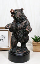 Western Black Bear On Rear Legs Roaring Bronze Electroplated Resin Decor Statue