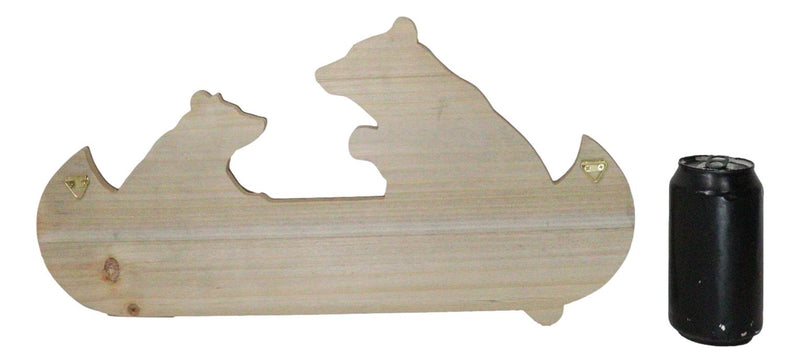 Rustic Father Bear With Cub Rowing Red Canoe Boat Welcome MDF Wall Decor Plaque
