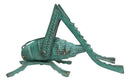 Antiqued Green Verdigris Solid Brass Medium Cricket Good Luck Sculpture 5.5"L