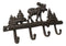 Cast Iron Rustic Western Elk Moose Deer Roaming Pine Woodlands 4-Peg Wall Hooks