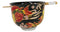 Black Oriental Koi Fishes Ceramic Donburi Ramen Soup Bowl With Chopsticks Set