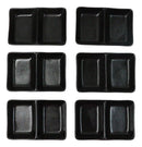 Pack Of 6 Ceramic Black Kokuyo Soy Sauce Or Condiment Dishes Double Partition