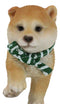 Lifelike Adorable Playful Japanese Shiba Inu Puppy Dog with Scarf Mini Figurine