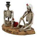 Love Never Dies Skeleton Bridal Wedding Couple With Rose by Red Heart Figurine