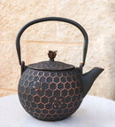 Bronze Bees With Honeycomb Design Large Cast Iron Tetsubin Teapot 60oz Tea Pot