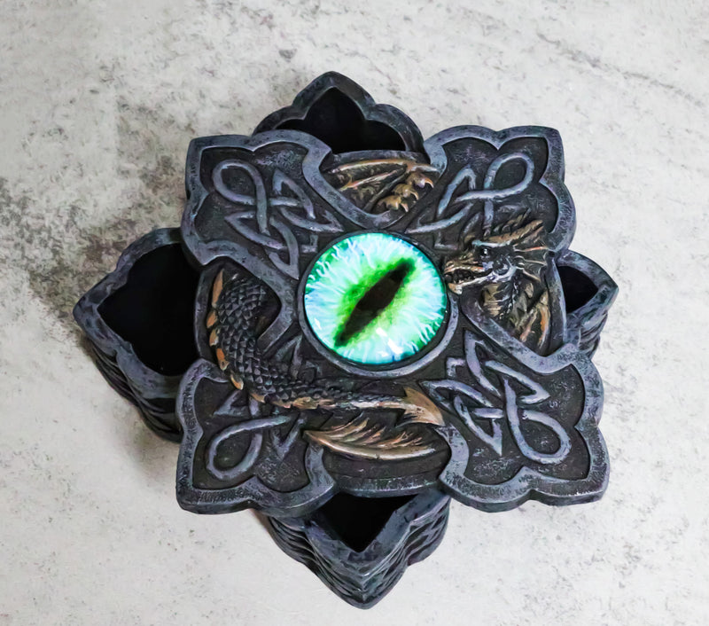 Celtic Knotwork Cross Eye Of The Dragon Gothic Decorative Trinket Box Figurine
