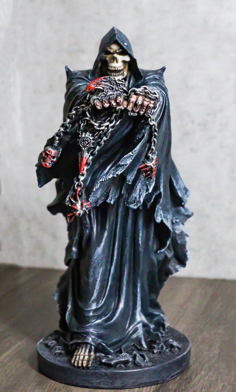 Black Angel of Death Grim Reaper With Chains Carved Knuckles Game Over Figurine