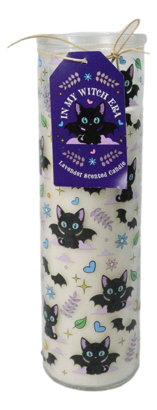 Halloween Magic Cute and Creepy Cat Bat Lavender Scented Glass Tube Candle