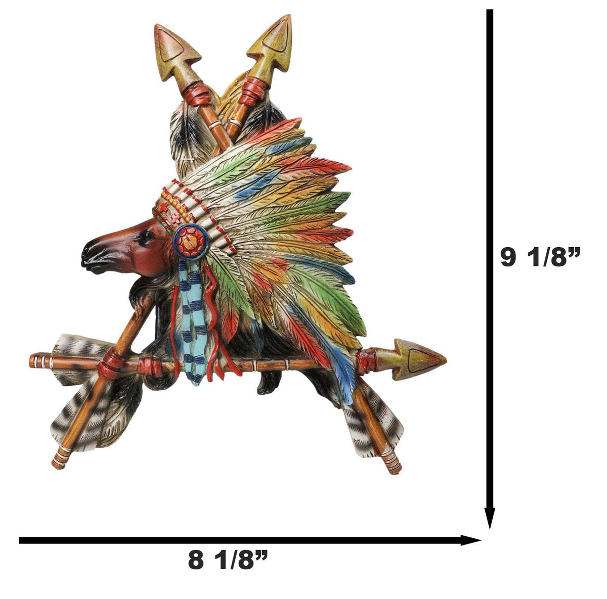 Native Tribal American Indian Chief Horse In Headdress With 3 Arrows Wall Decor