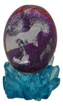 Purple Dragon In Acrylic Glass Egg With Aqua Crystals And LED Lava Rock Bases