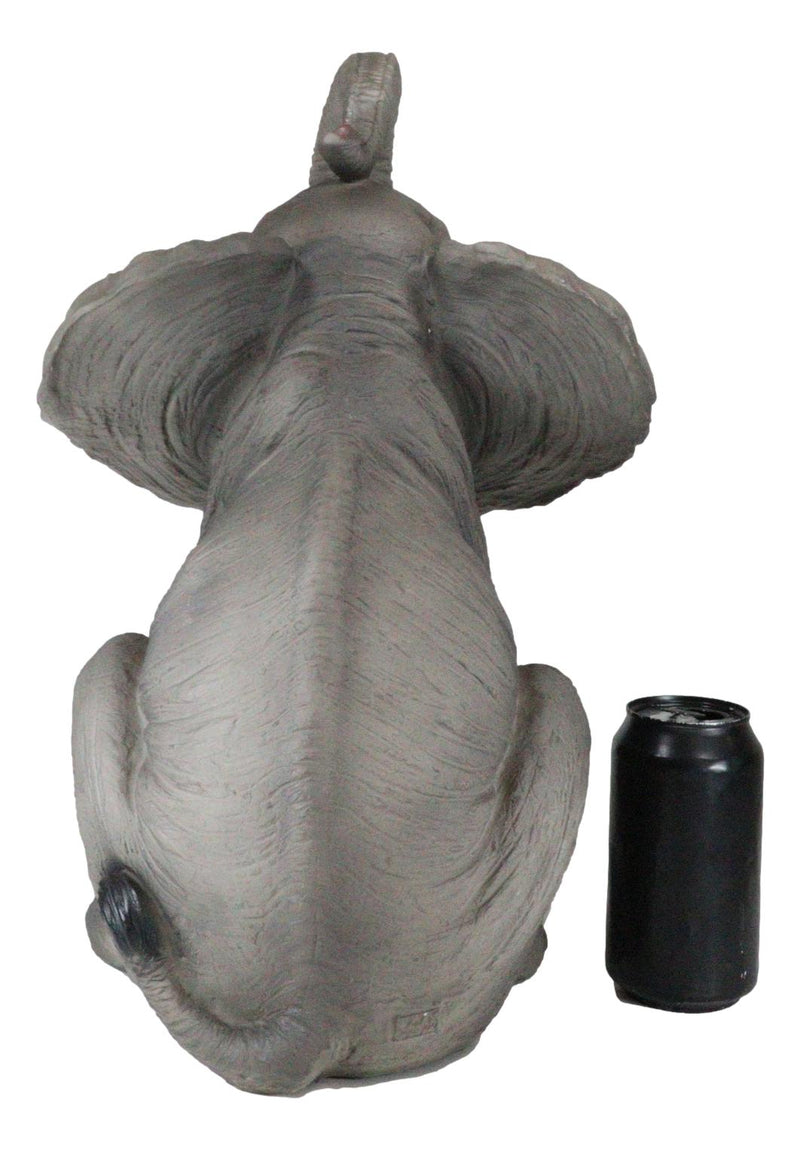 Ebros Ruby The Elephant Sitting Pretty with Trunk Up Large Statue 17" Tall