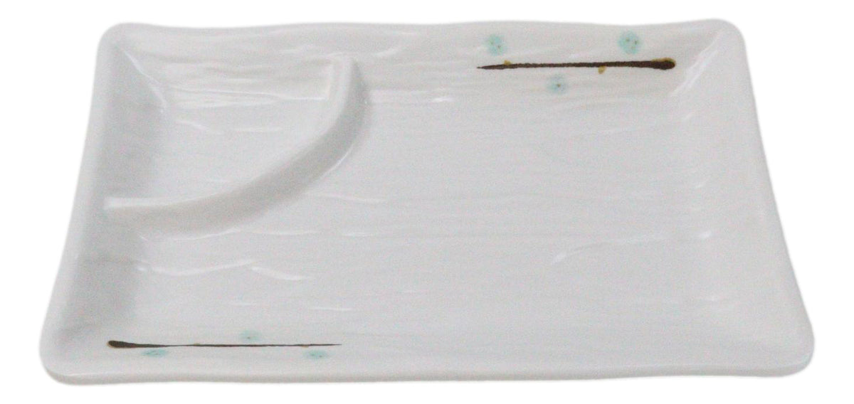 Pack Of 6 Modern Yukino Hana Melamine 2 Partitions Rectangular Sushi Plates