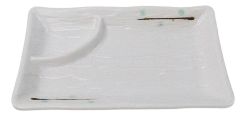 Pack Of 6 Modern Yukino Hana Melamine 2 Partitions Rectangular Sushi Plates