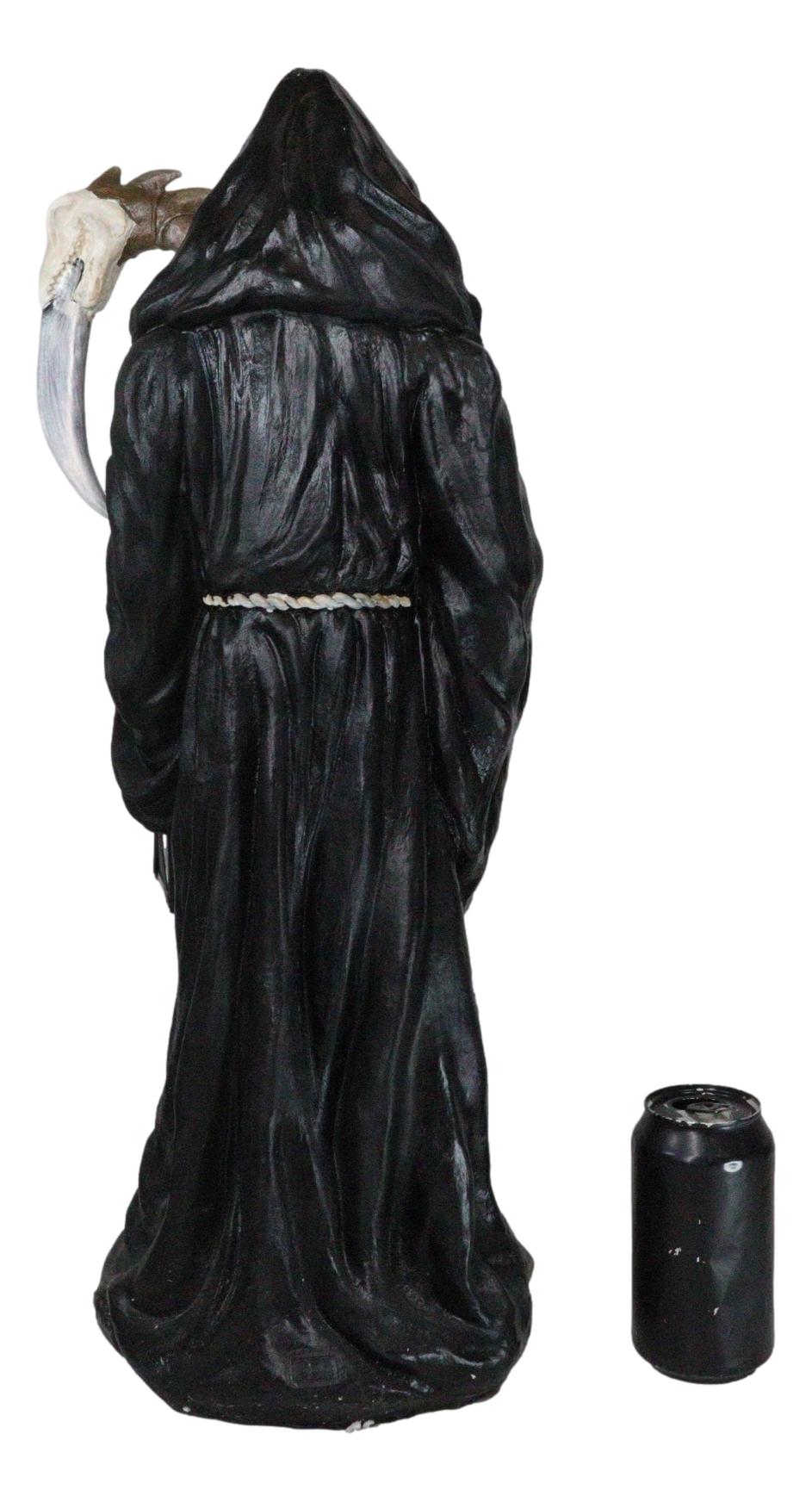 Time Waits For No Man Grim Reaper Holding Scythe And Solar LED Lantern Statue - Ebros Gift