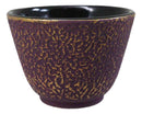 Pack Of 4 Burgundy Red With Gold Cast Iron Tetsubin Textured Tea Cups 3oz