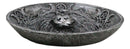 Wicca Celtic Knotwork Triple Moon Pentagram Gray Wolf Round Incense Holder