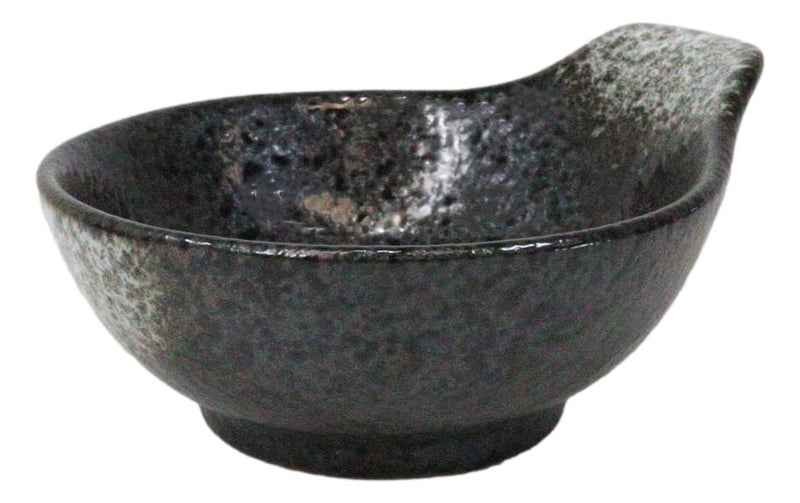 Pack Of 5 Charcoal Grey Tone Hakumu Small Ponzu Miso Soup Bowls With Handle 5oz