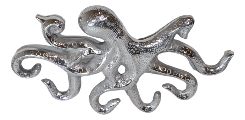 18"L Nickel Plated Aluminum Nautical Marine Sea Octopus Wall Decorative Plaque