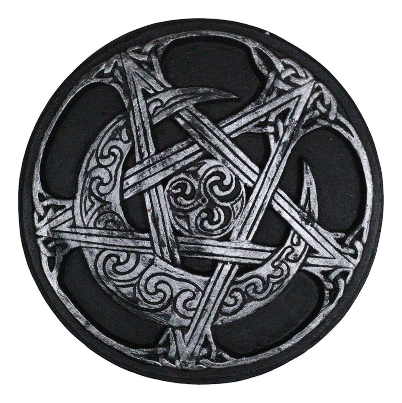 Celtic Triskele Wicca Sacred Symbols Triple Moon Pentagram Round Incense Holder