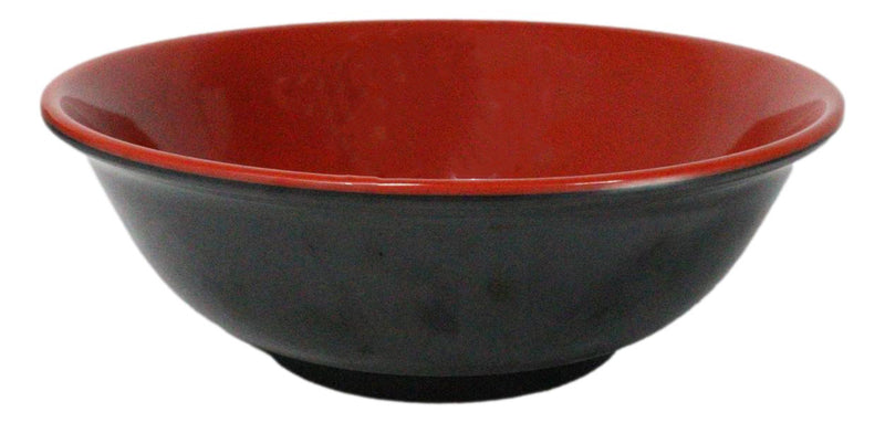 Set Of 6 Red And Black Round Medium Pasta Soup Salad Rice Melamine Bowls 9"D