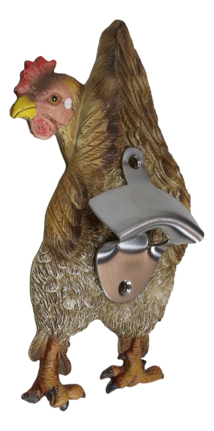 Rustic Western Country Farm Chicken Hen Butt Backside Wall Bottle Cap Opener
