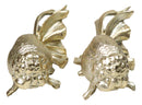 Pack of 2 Nautical Marine Goldfishes Gold Fish Sculptures In Gold Leaf Finish