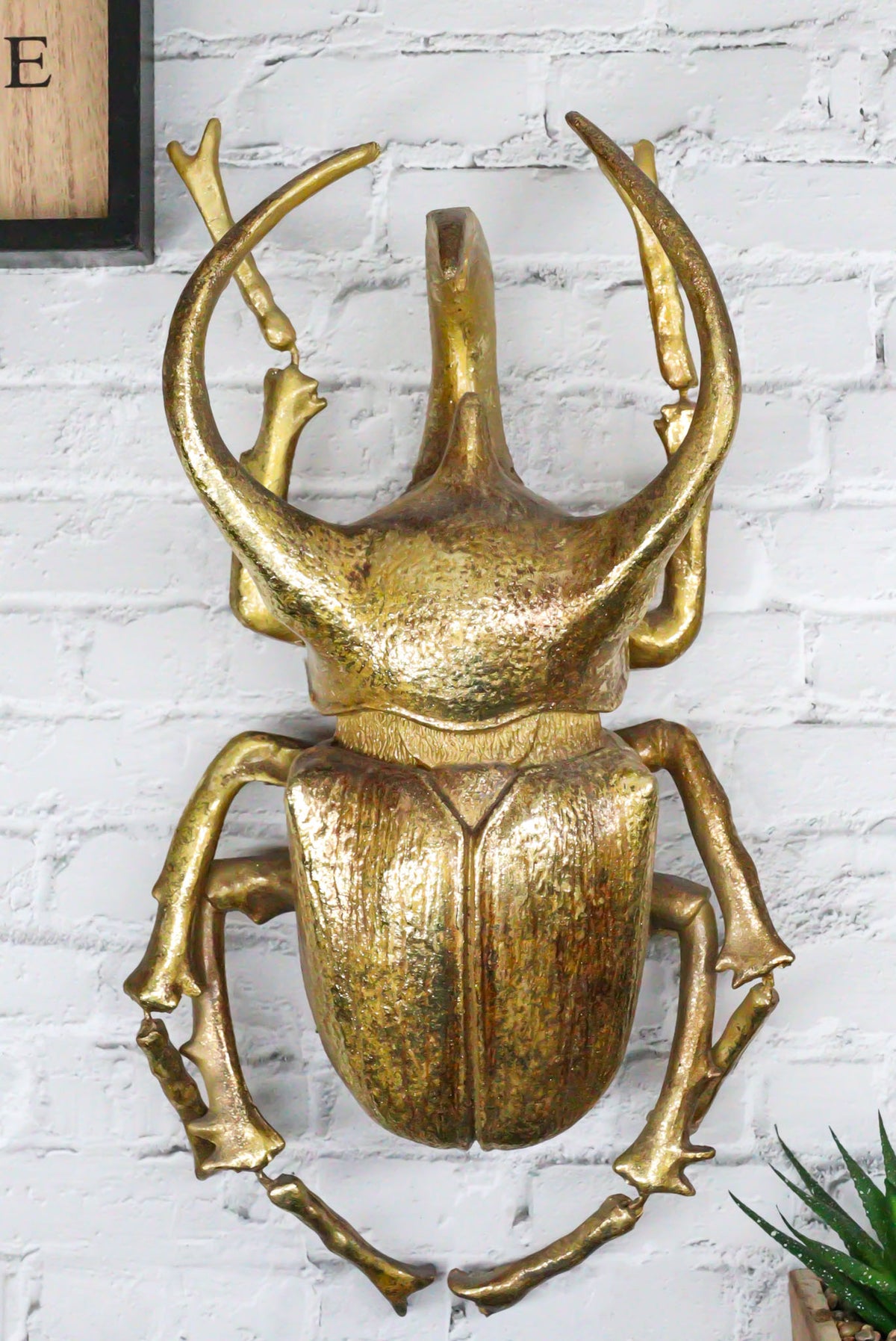 Ebros Gold Leaf Giant 3 Horned Rhinoceros Resin Wall Sculpture Or Table Decor