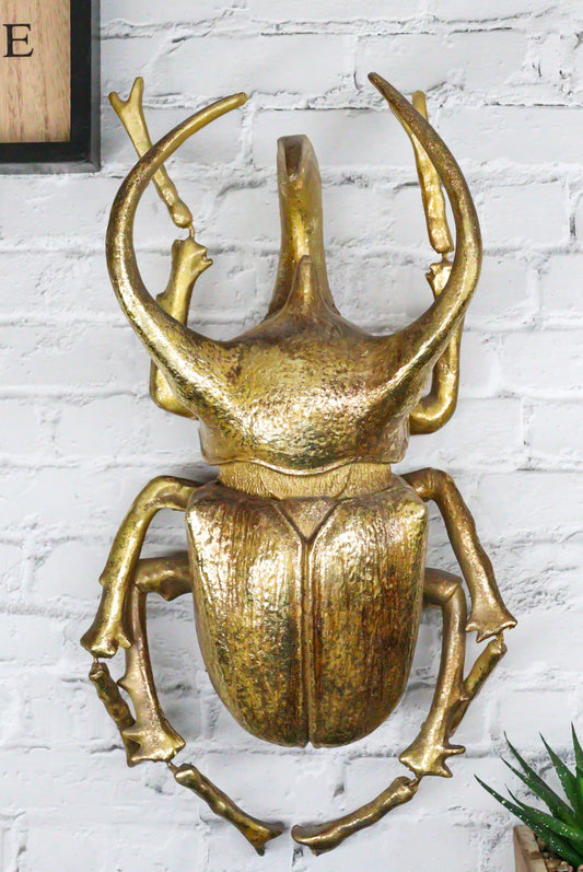 Ebros Gold Leaf Giant 3 Horned Rhinoceros Resin Wall Sculpture Or Table Decor
