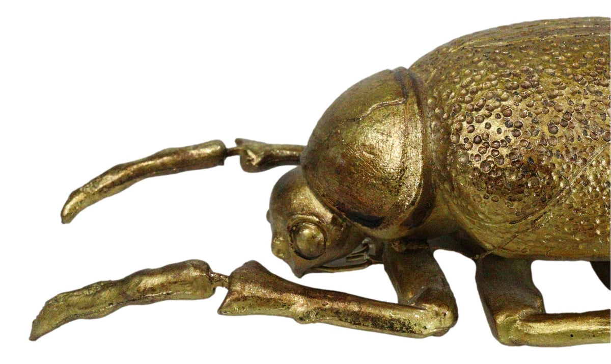 Modern Chic Gold Leaf Carpet Beetle Resin Wall Sculpture Or Table Decor