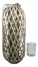 32"H Rustic Western Farmhouse Rattan Wood Willow Candle Lantern Candleholder