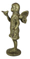 Cast Iron Rustic Enchanted Fantasy Girl Fairy Pixie Faerie With Bird Figurine