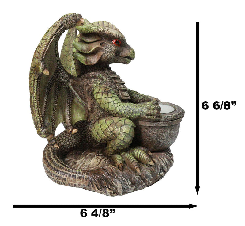 Earth Druid Dragon Holding Magic Cauldron Tea Light Candle Or Incense Holder