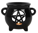 Wicca Witchcraft Pentagram Black Cauldron Essential Oil Warmer Candle Holder