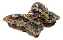 Brown Monarch Butterfly Pewter Austrian Crystals Bejewelled Trinket Jewelry Box
