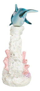 Marine Life Blue Dolphin Swimming Over Coral Arch Reef With LED Acrylic Figurine