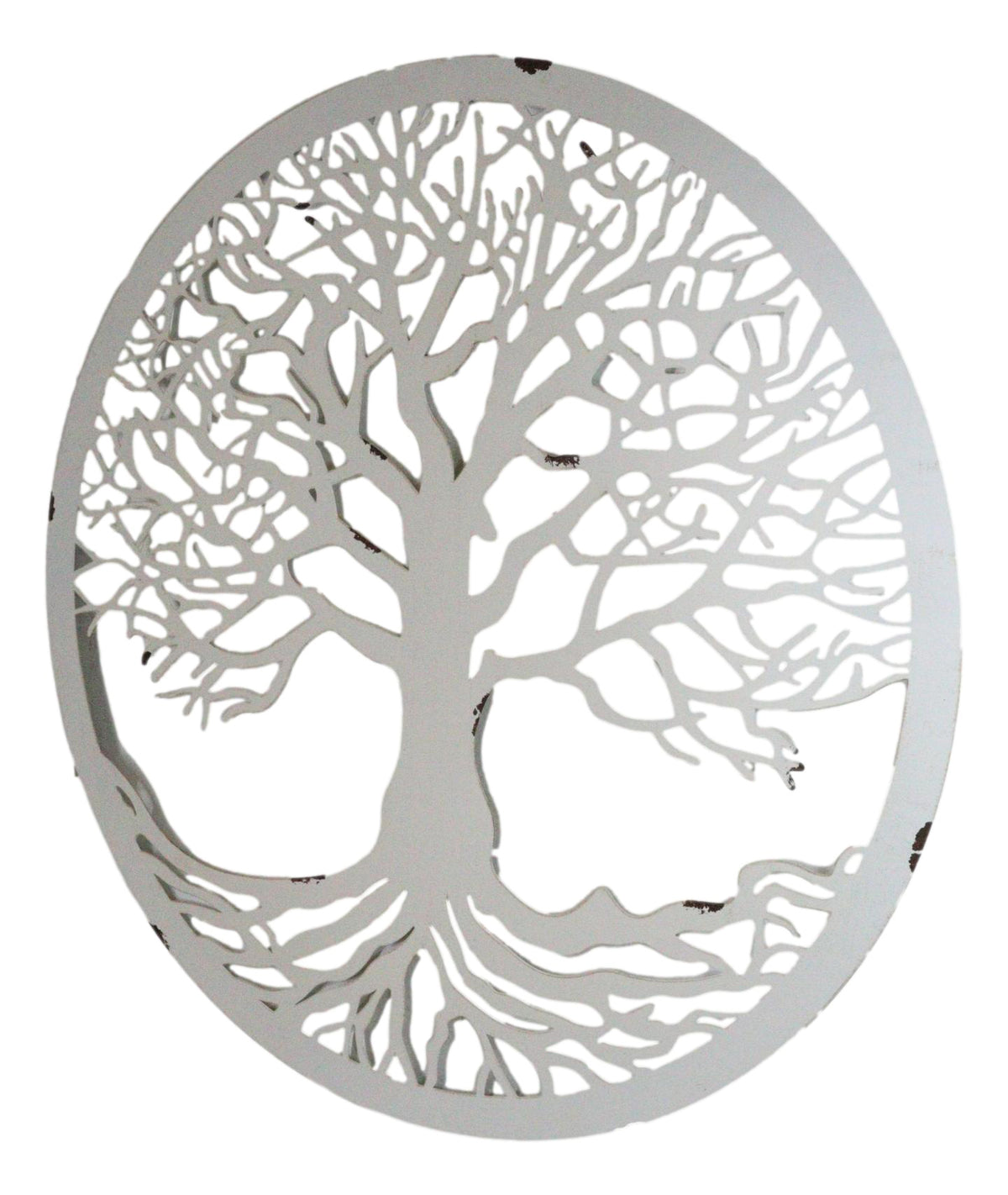 White 23"D Oversized Celtic Tree of Life Medallion Metal Wall Circle Plaque