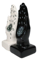 Black And White Fortune Teller Palmistry Hands Ceramic Salt Pepper Shakers Set