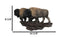 Native American Brown Bison Buffalo Herd On Pasture Wall Sculpture Relief 14"L