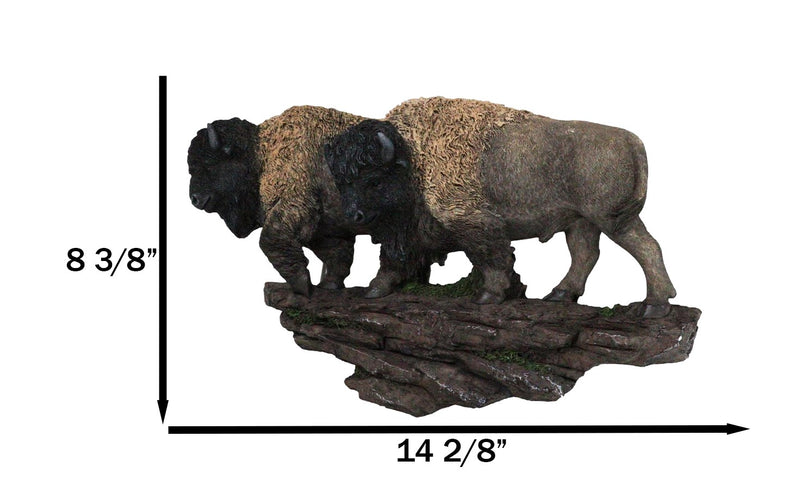 Native American Brown Bison Buffalo Herd On Pasture Wall Sculpture Relief 14"L