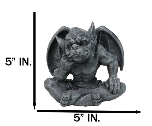 The Thinker Medieval Winged Gargoyle With Hand On Cheek Thinking Figurine