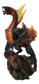 Vulcan Rock Dragon with Fire Wings and Spikes On Volcano Stone Mountain Figurine