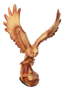 Majestic Soaring Bald Eagle Figurine – Faux Wood Carved Look Patriotic Statue