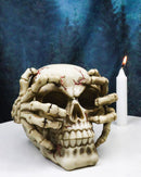 Ossuary Macabre Evil Skull With Skeleton Claws On Bloody Cranium Figurine