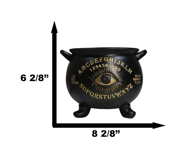 Large Wicca Witchcraft Black Magic Spirit Board Evil Eye Cauldron Pot 8.25"L