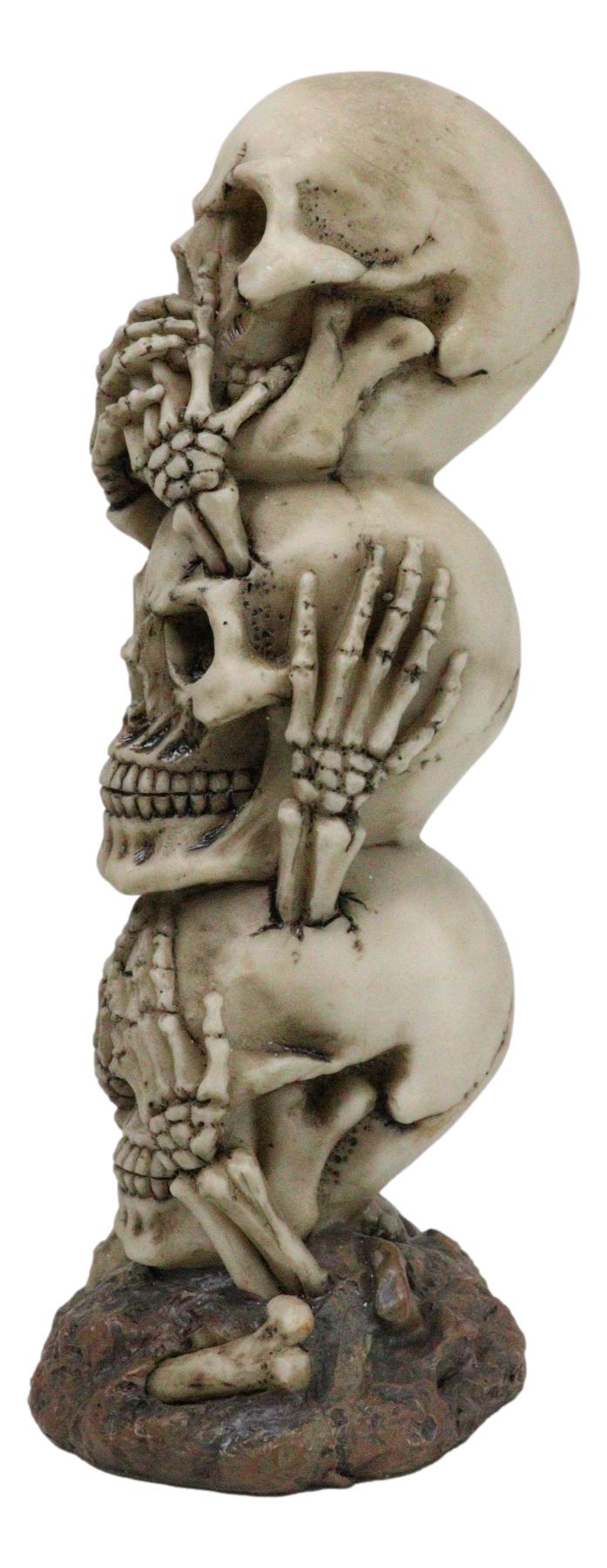 Triple Stacked Funny See Hear Speak No Evil Skulls Family Home Decor Figurine