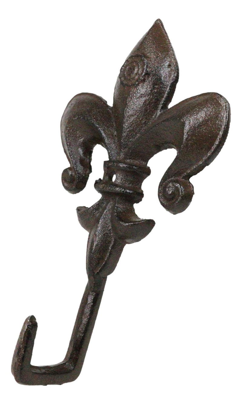 Pack Of 2 Cast Iron Rustic Fleur De Lis Emblem Wall Hook Towel Coat Hats Hangers