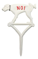 Cast Iron Keep Off The Grass No! Peeing Dog White Garden Stake Sign 12"H